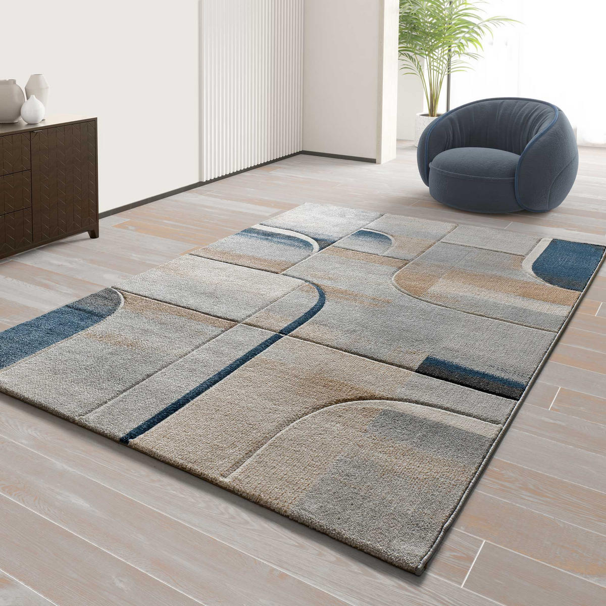 WEBTEPPICH Blau Medel 140/200 cm - Blau, Naturmaterialien/Textil (140/200cm) - Atticgo