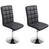 DREHSTUHL 2er Set Lederlook schwarz - Chromfarben/Schwarz, Textil/Metall (43/90/59cm) - CLP