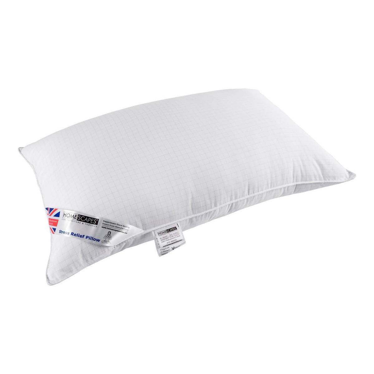 KOPFKISSEN extra prall, Anti-Stress mit Karbonfaser 48/74 cm - Weiß, Textil (48/74cm) - Homescapes