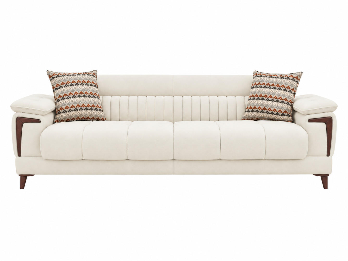 3-SITZER SOFA Mendoza Creme - Bordeaux, Holz/Holzwerkstoff (247/80/95cm)