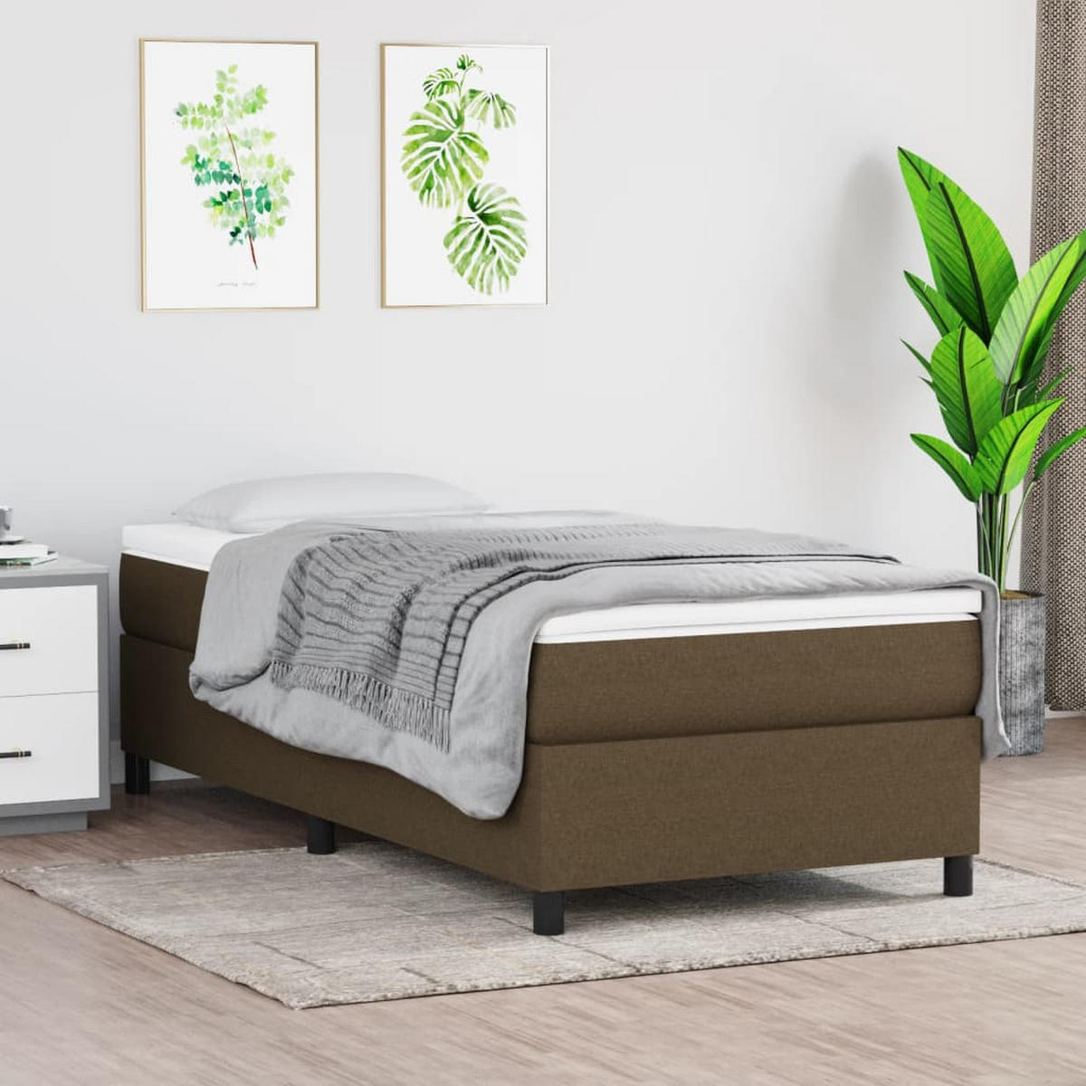 BETTGESTELL Dunkelbraun 90/200 Cm Stoff - Braun, Holzwerkstoff (90/200cm) - vidaXL