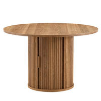 ESSTISCH aus Holzwerkstoff in Nussbaum-Optik, rund (Ø 120cm) mit Lamellen-Sockel und Stauraum - Walnussfarben, Holzwerkstoff (120/120/75.5cm) - Urban Meuble