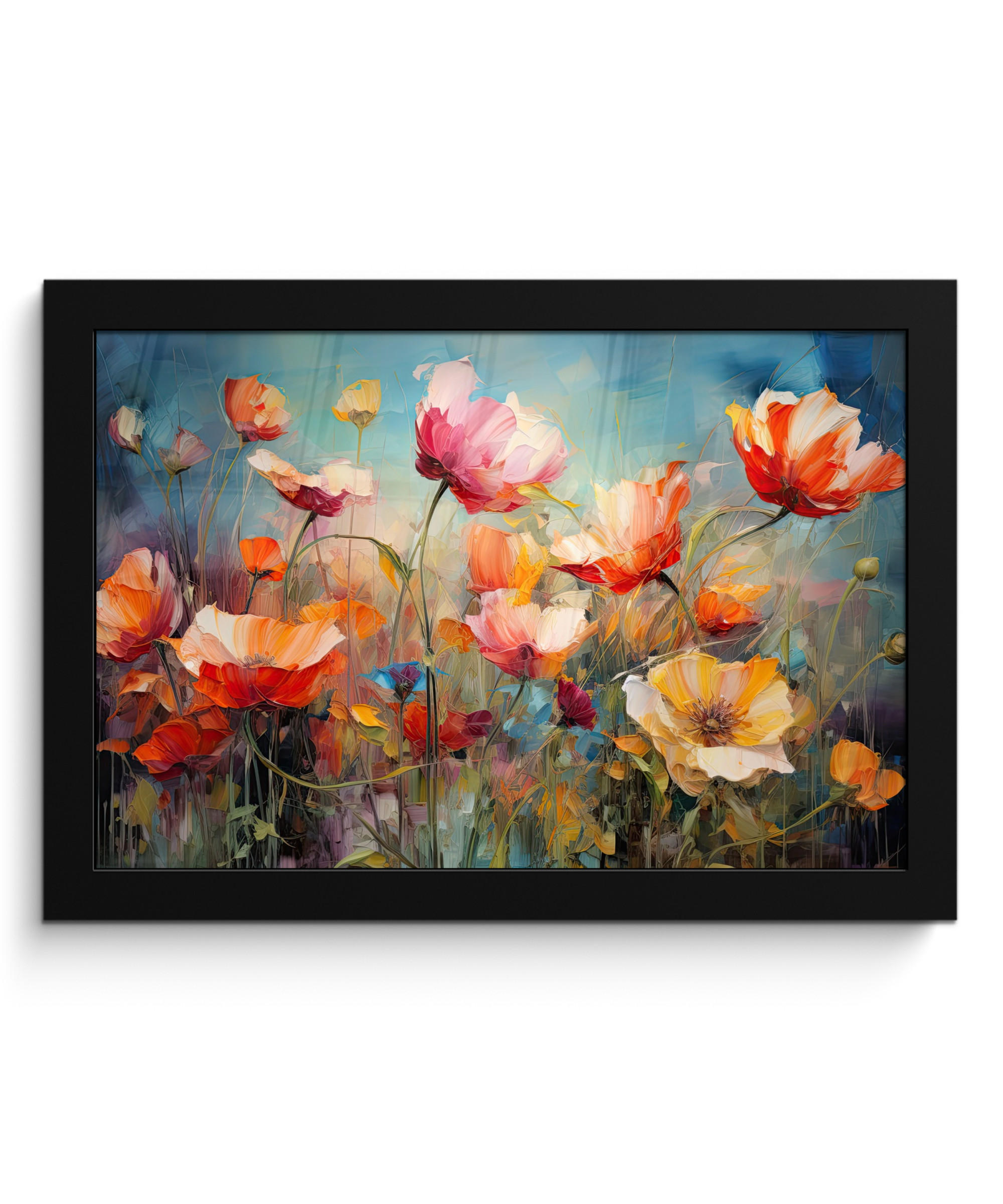POSTER MIT RAHMENGERAHMTES BILD Blumen - Aquarell - Kunst - Botanisch - Natur 30x20 cm - Orange, Papier (30/20cm) - MuchoWow