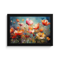 POSTER MIT RAHMENGERAHMTES BILD Blumen - Aquarell - Kunst - Botanisch - Natur 30x20 cm - Orange, Papier (30/20cm) - MuchoWow