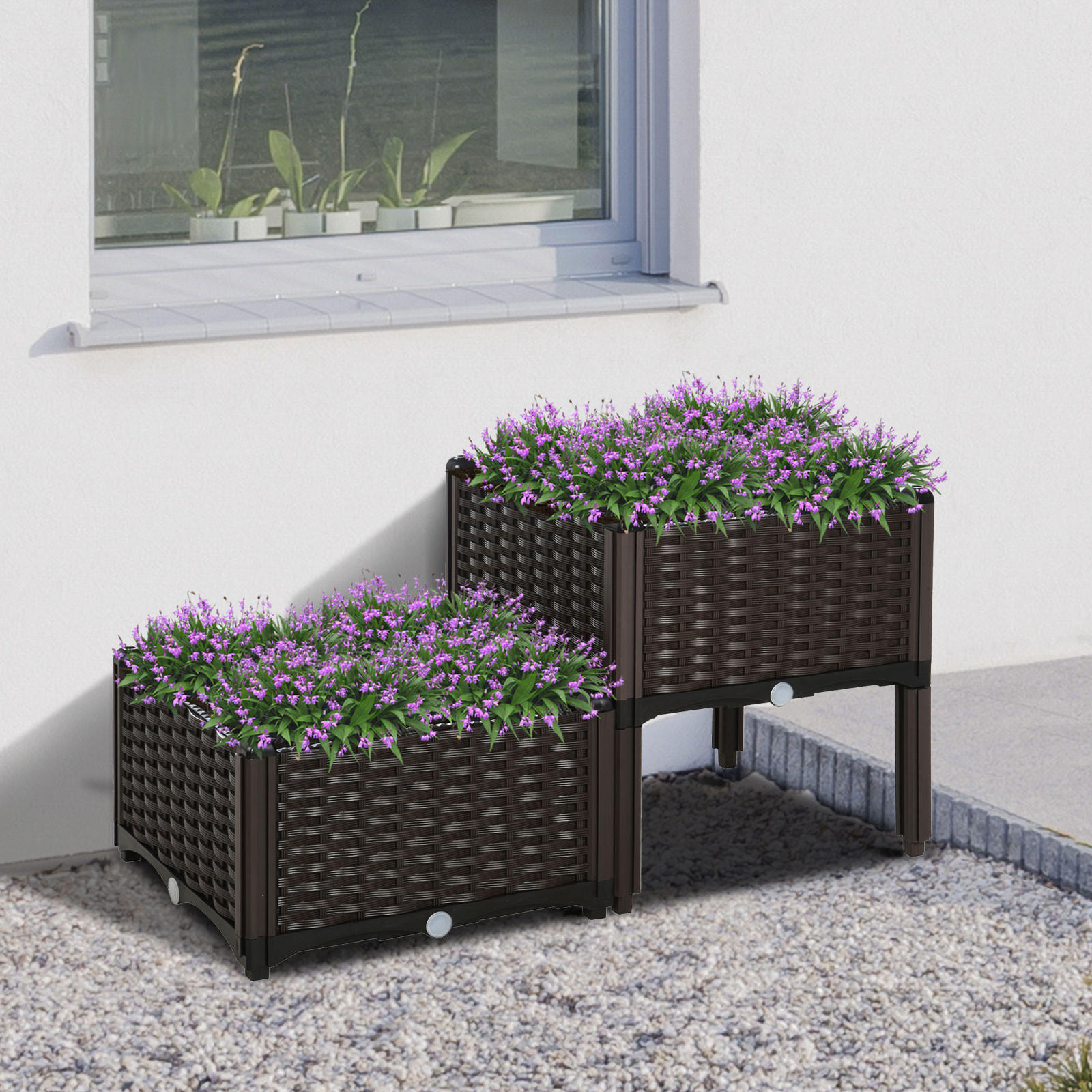 HOCHBEET 2-tlg., Dunkelbraun - Braun, Kunststoff (40/44/40cm) - Outsunny