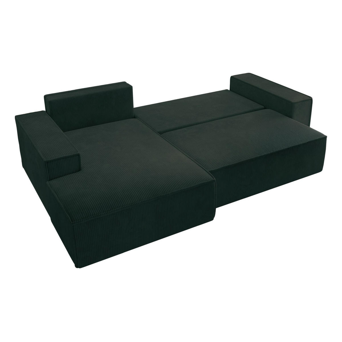 ECKSOFA Farese New Grün Cord - Schwarz/Grün, Kunststoff/Textil (267/167cm) - Selsey