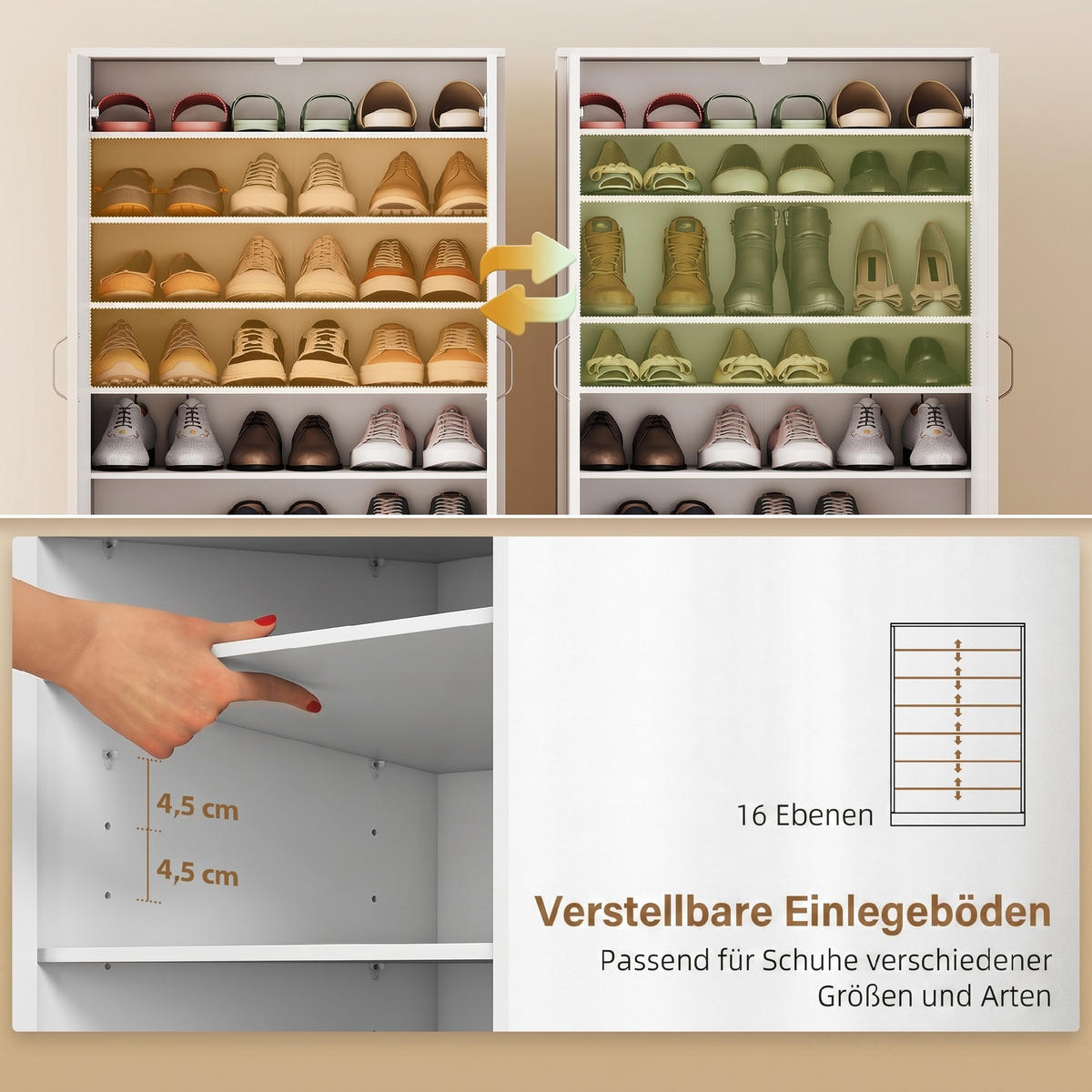 SCHUHSCHRANK Weiß 35.0/70.0/108.0 cm - Weiß, Holzwerkstoff (70/108/35cm)