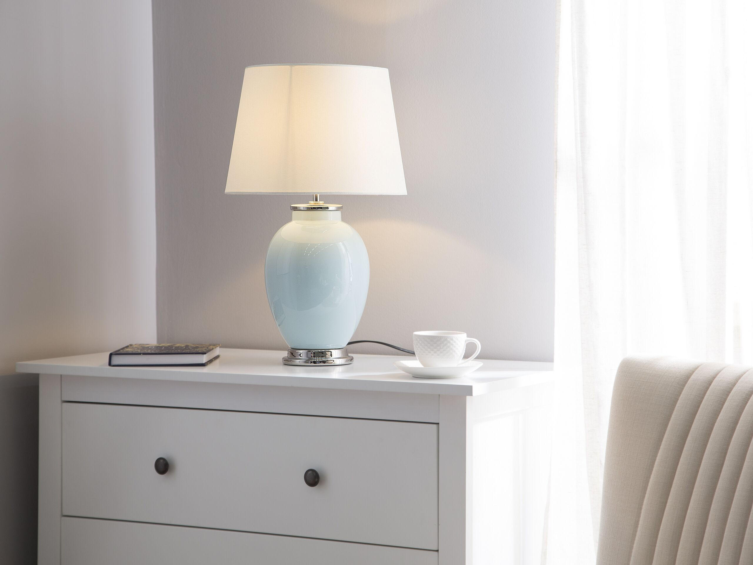 TISCHLAMPE Brenta 33/33/56 cm - Blau, Keramik (33/33/56cm) - Beliani