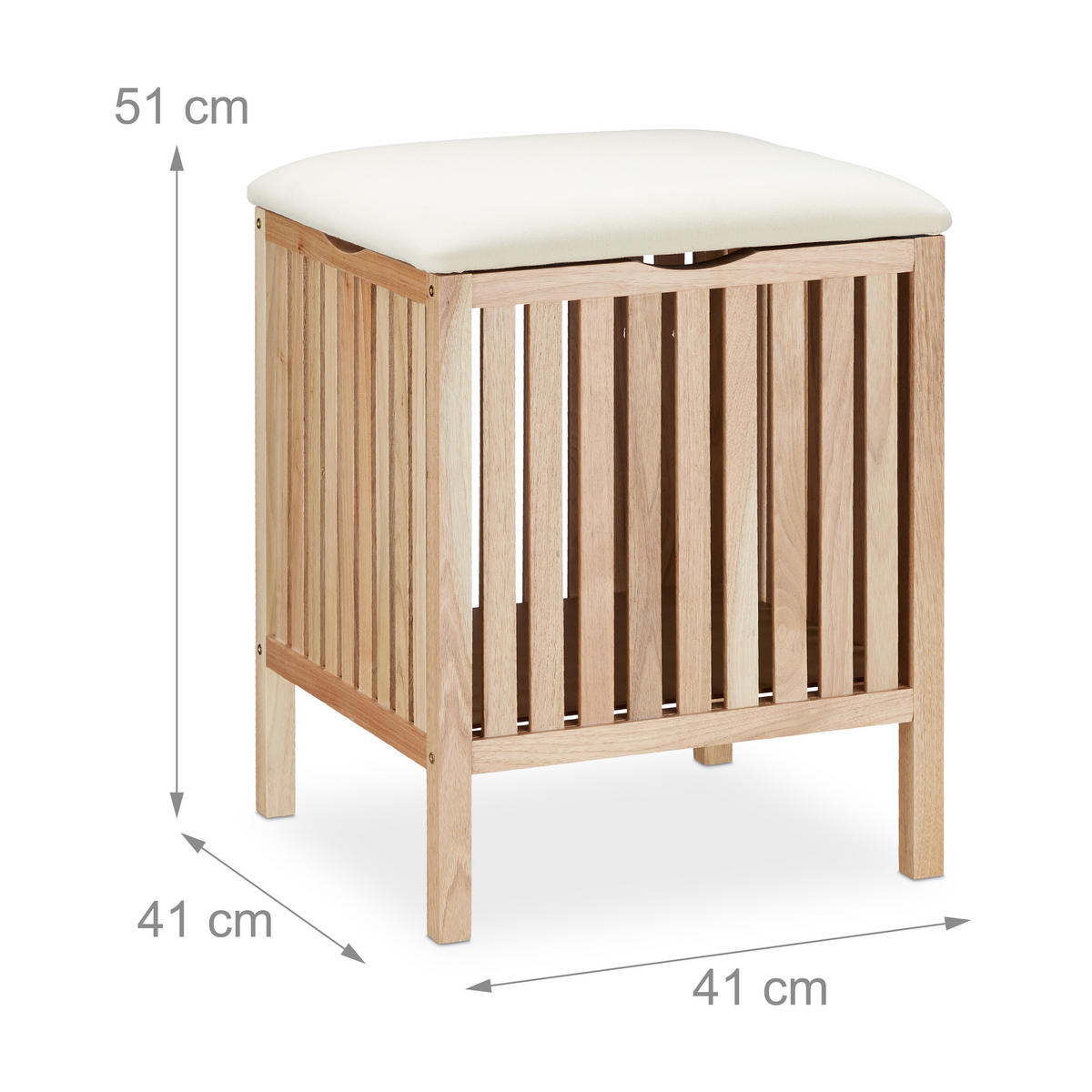 KOŠ za perilo - svetlo rjava, tekstil/leseni material (41/51/41cm) - Relaxdays