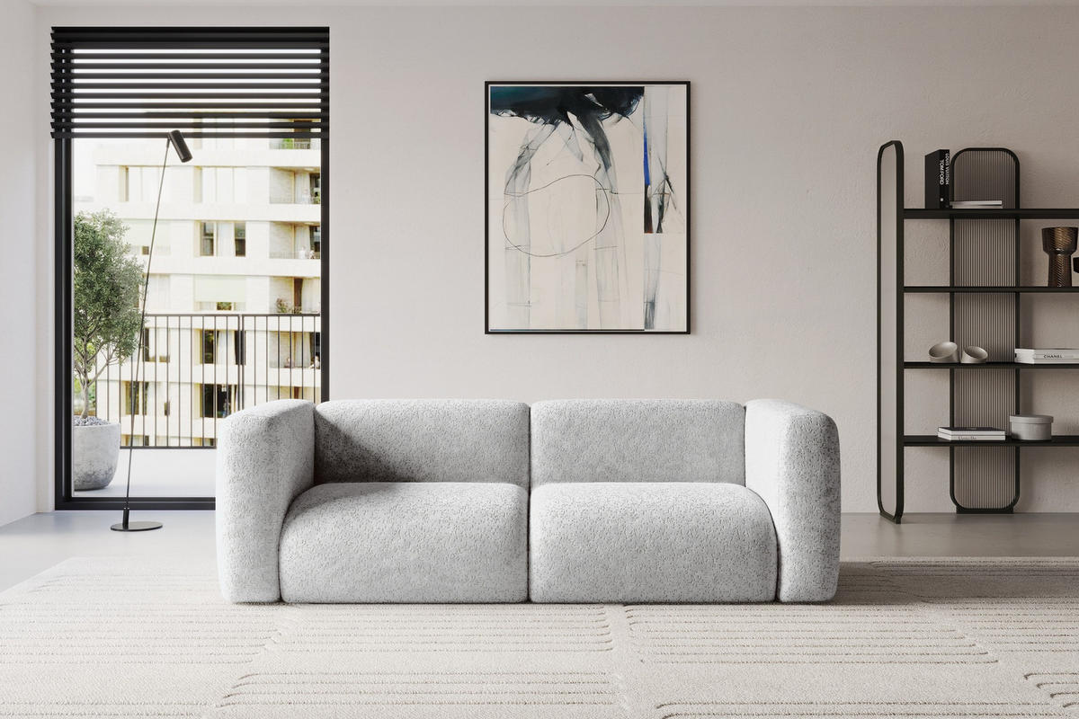 MODULARES Sofa 2-SITZER MIRA-S1 228x89x70 Grau cm Velours - Schwarz/Grau, Holzwerkstoff/Kunststoff (228/70/89cm) - ALTDECOR