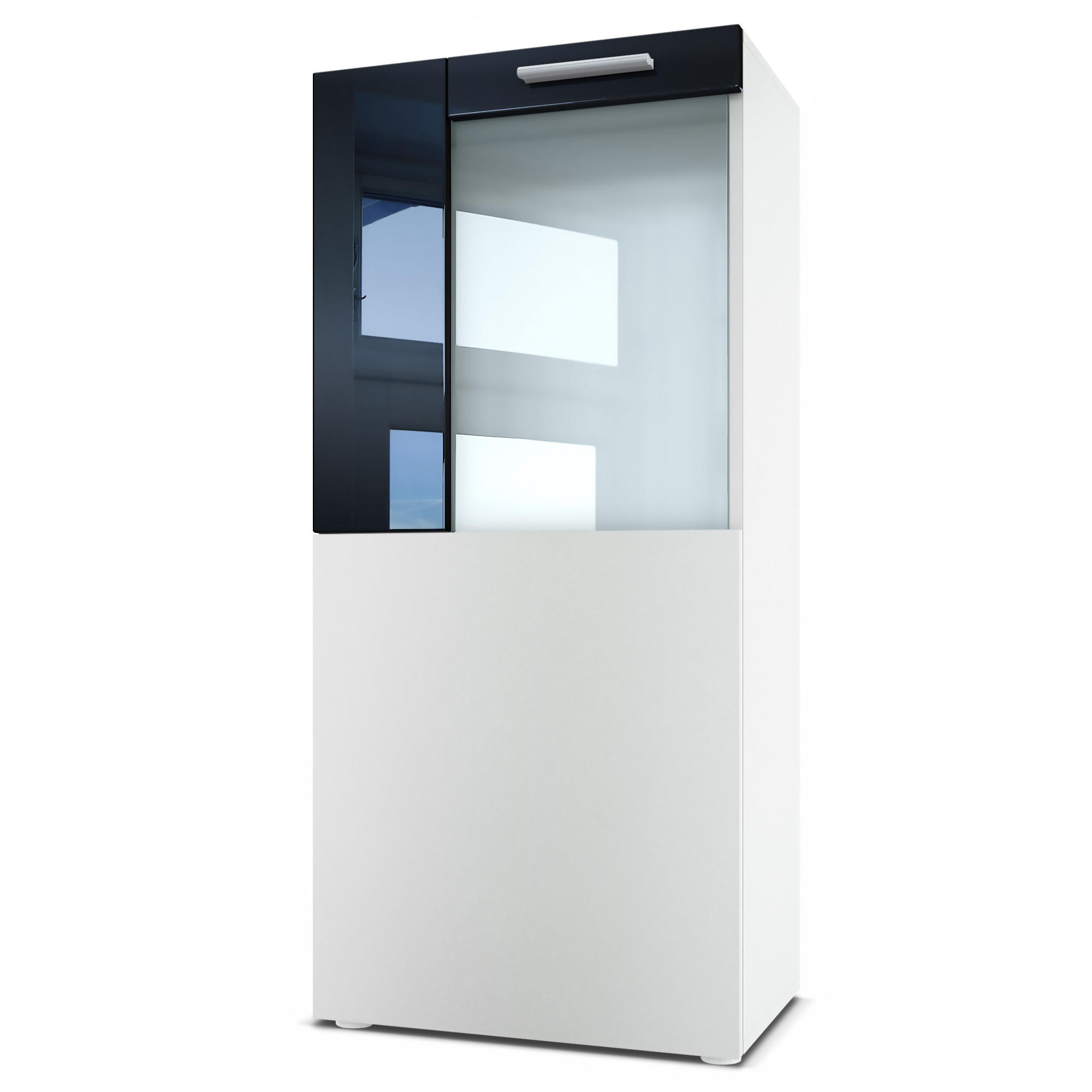 Vladon Vitrine Schwarz Hochglanz 50.5x111x32.5 cm
