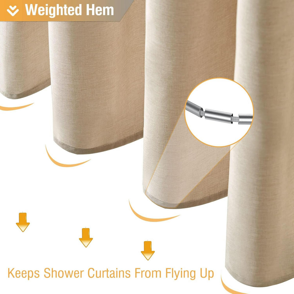 DUSCHVORHANG, beige, Leinenoptik, 180 x 200 cm - Beige, Textil (180/200cm)