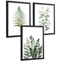 PLAKAT Sada 3 Zelené A4 Černý rám - černá, papír (29.7/1/21cm) - Nacnic