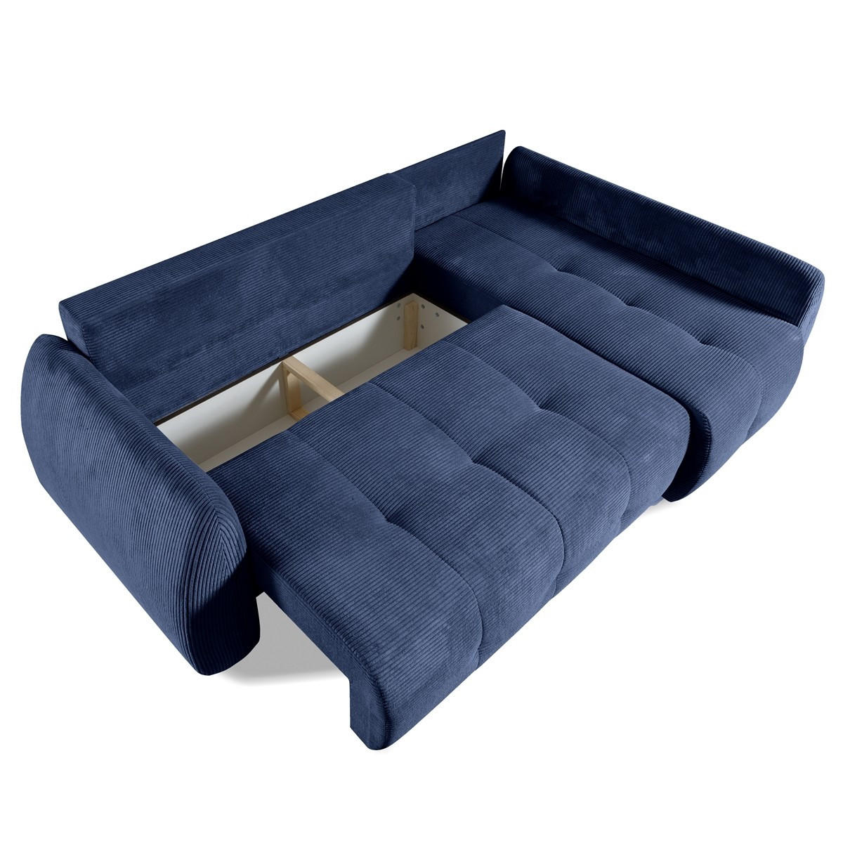 ECKSOFA Luna Dunkelblau, mit Schlaffunktion - Dunkelblau, Holzwerkstoff/Textil (252/155cm) - Bettso