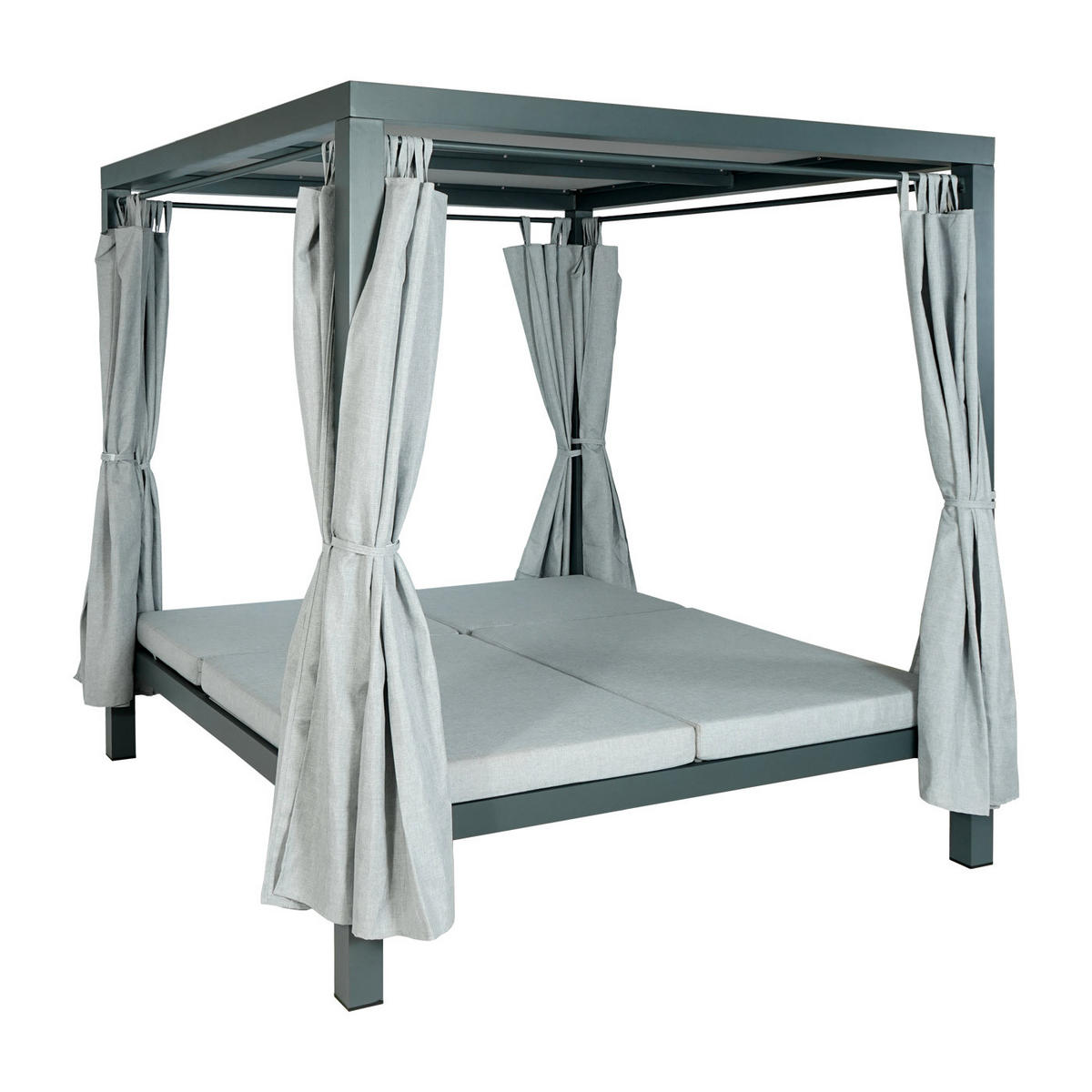 LOUNGE-GARTENLIEGE Grau - Grau, Metall (205/208/190cm) - MCW