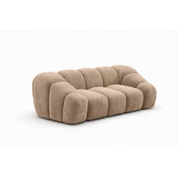 SOFA 2-Sitzer modular, Veloursstoff Bluvel, Latte, CROISSANT - Hellbraun, Holz (200/72/115cm) - Kaiser Möbel