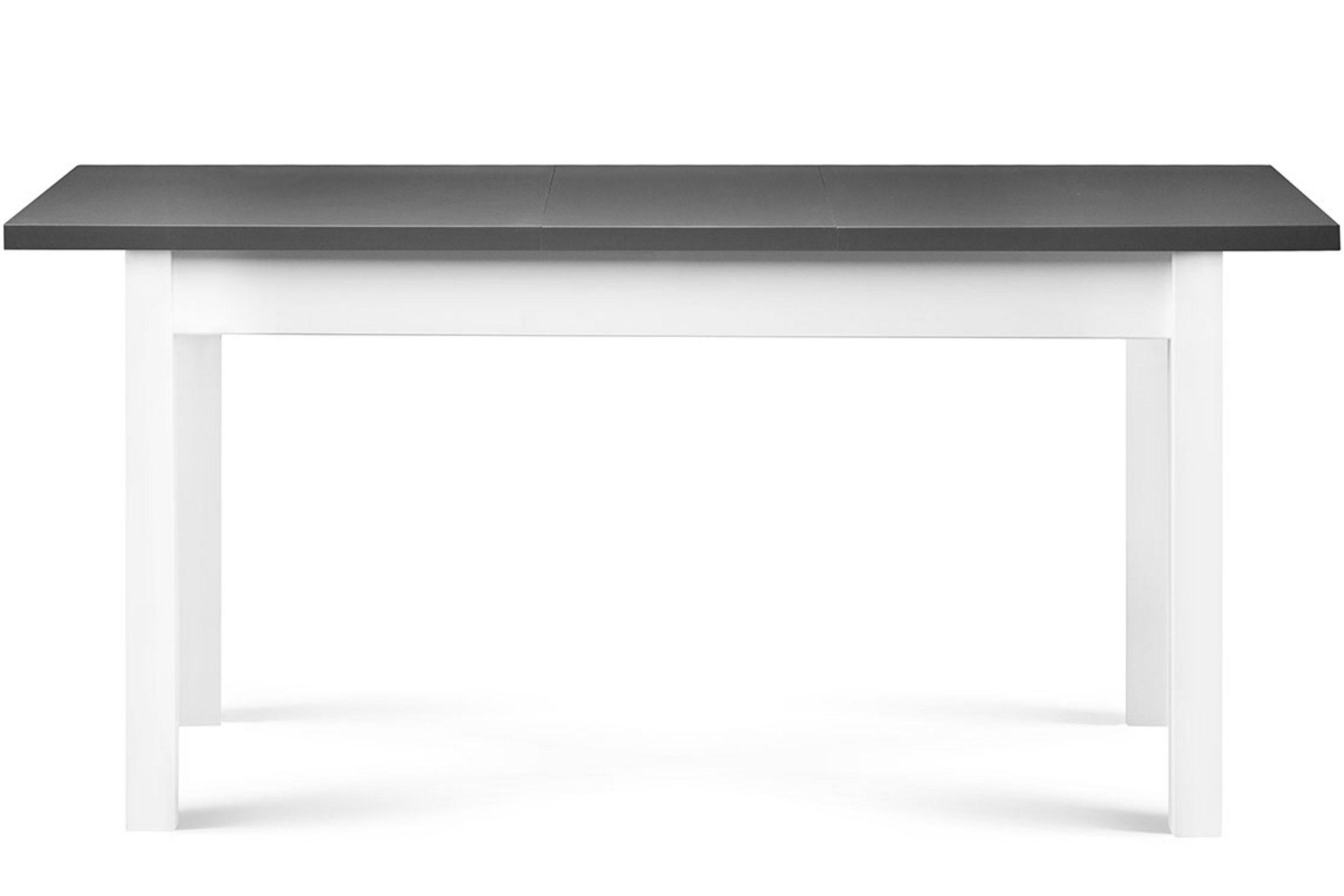 ESSTISCH CENARE Klappbarer, Buchenholz/Laminat, weiß/grau - Weiß/Grau, Holz (80/140/78cm) - KONSIMO®