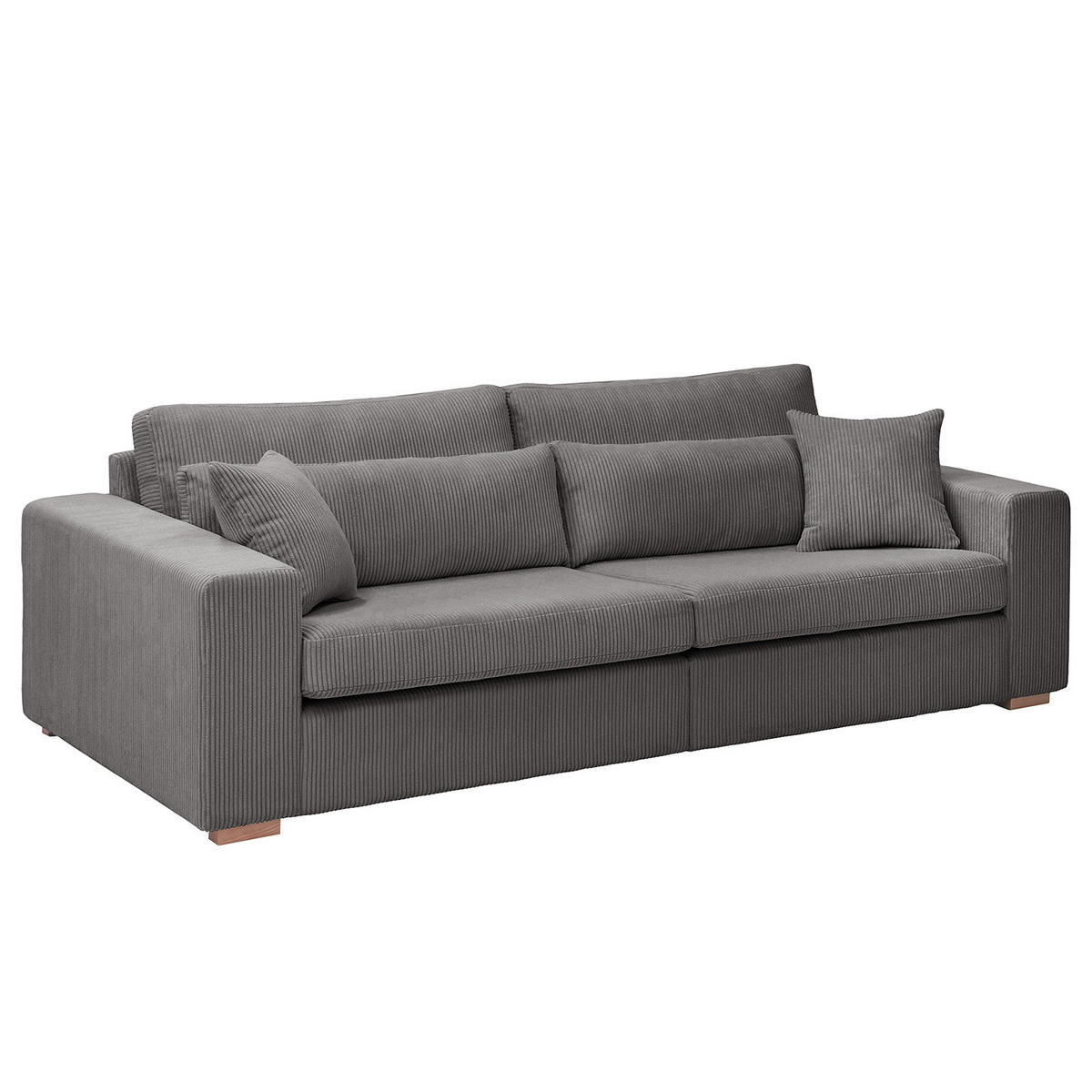 BIG-SOFA - Buchefarben/Grau, Holz/Buchenholz (254/85/104cm) - home24