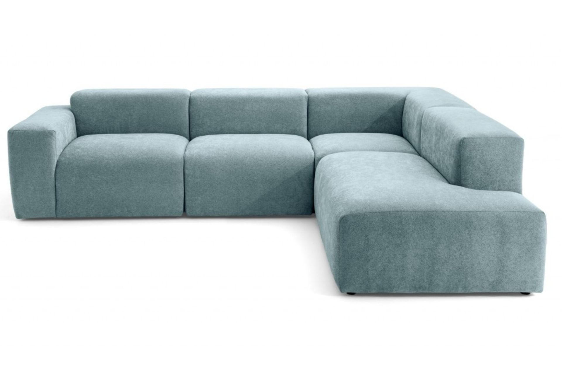 4-SITZER modulares Ecksofa HEAVEN SET 2 Rechts, Breite 300 cm Webstoff Blaugrau - Blaugrau/Schwarz, Holz/Kunststoff (245/300cm) - Muffo