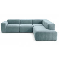 4-SITZER modulares Ecksofa HEAVEN SET 2 Rechts, Breite 300 cm Webstoff Blaugrau - Blaugrau/Schwarz, Holz/Kunststoff (245/300cm) - Muffo