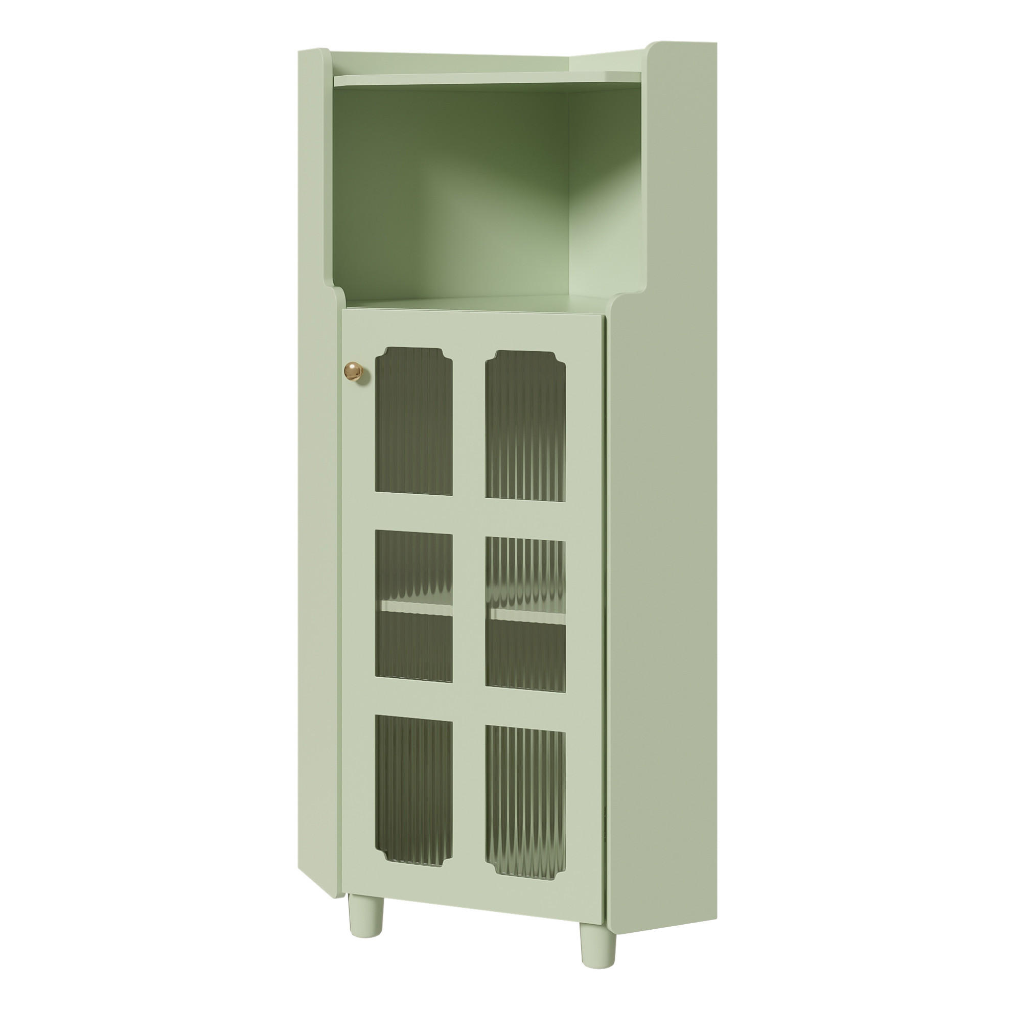 Modfu Led-Eckschrank Grün 63.5x124x16.5 cm