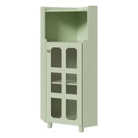 LED-ECKSCHRANK 63.5x16.5x124 cm Grün aus Spritzglas mit App-LED & 2-in-1 Stauraum - Grün, Holzwerkstoff (63.5/124/16.5cm) - Modfu