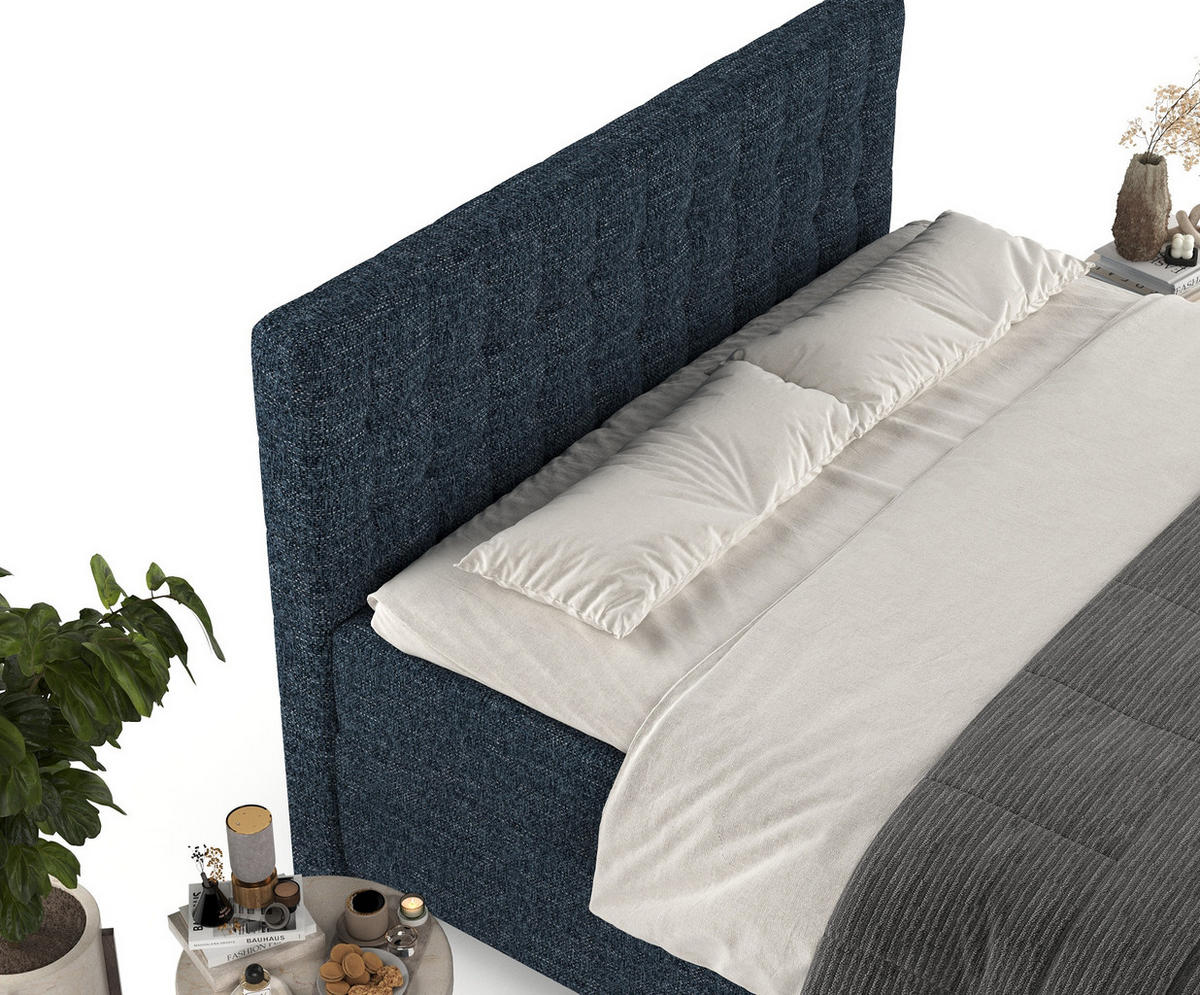 BOXBETT Milo Marineblau 180/200 cm - Schwarz/Dunkelblau, Holz/Holzwerkstoff (180/200cm) - Maison de Reve
