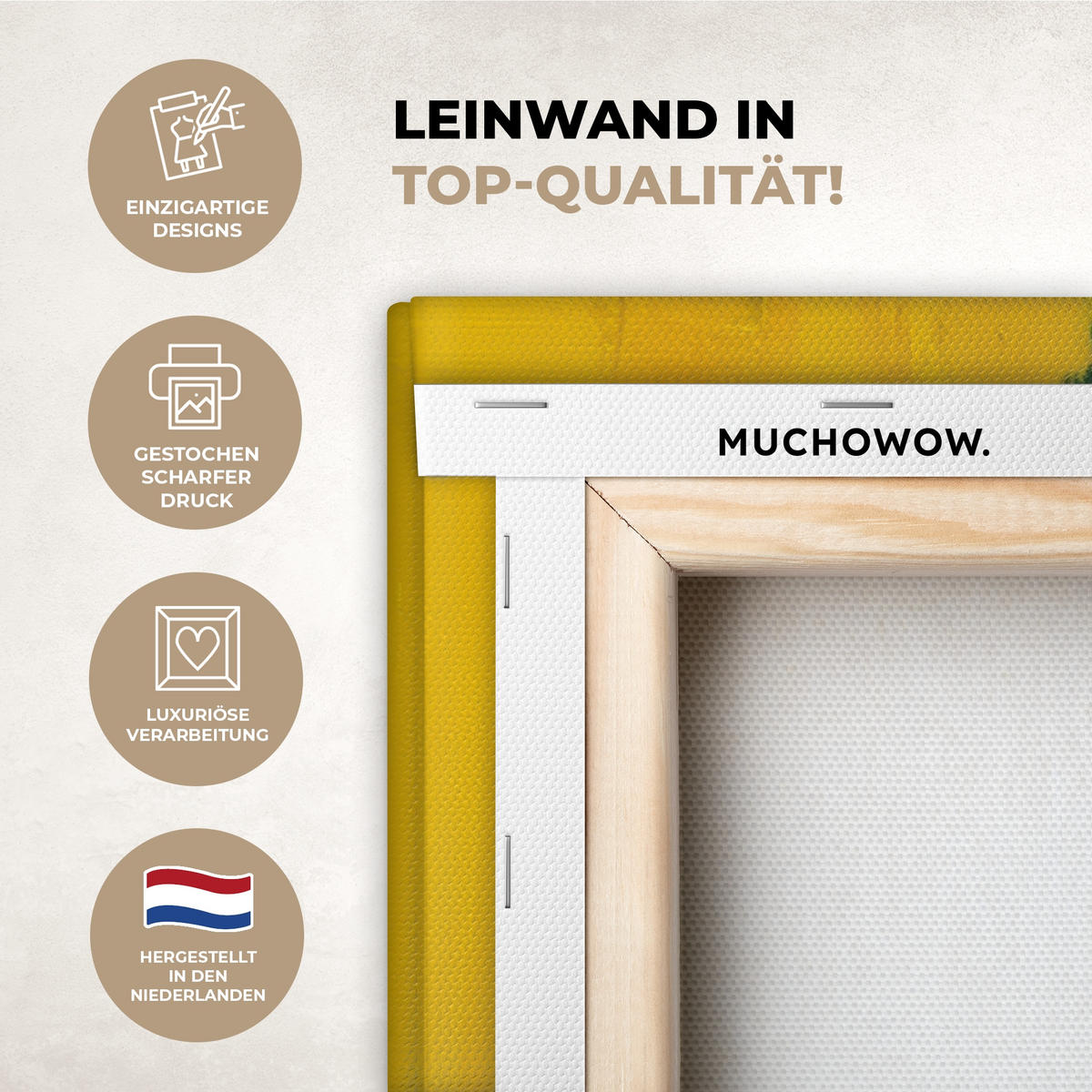 LEINWANDBILD Frida Kahlo - Frau - Gelb - Blau - Blumen Gemälde 60x40 cm - Gelb, Textil (60/40cm) - MuchoWow