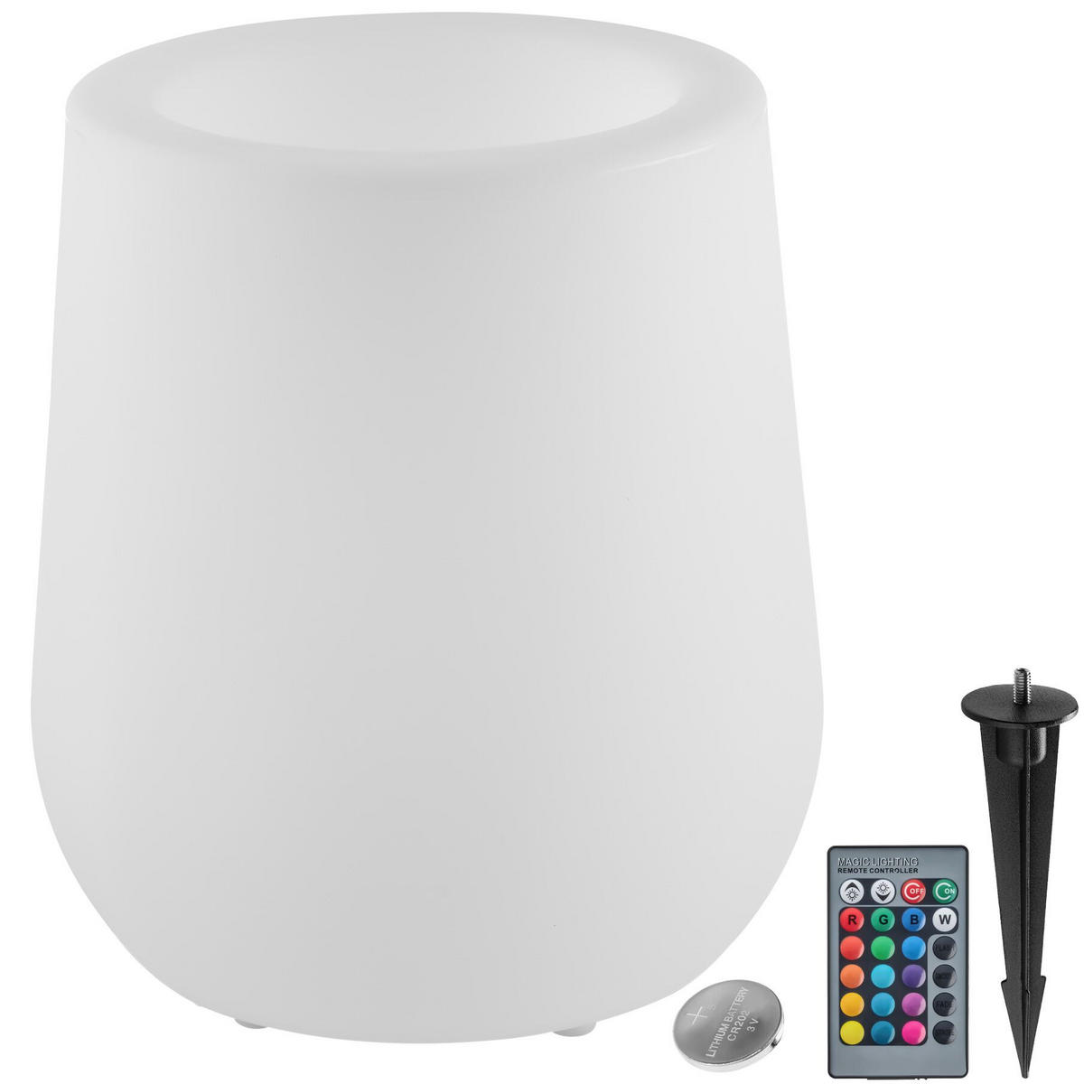 LED-BLUMENTOPF Luminous Courve Pot,38 x 44 cm, inkl. Erdspieß und 3 Standfüße,weiß - Weiß, Kunststoff (38/44/38cm) - tectake
