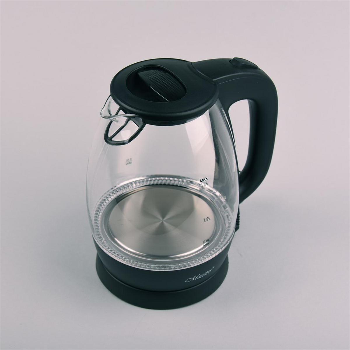 WASSERKOCHER ELEKTRISCH Schwarz 19.8/15/22 cm MR063BLACK - Schwarz, Glas (15/22/19.8cm) - Maestro 