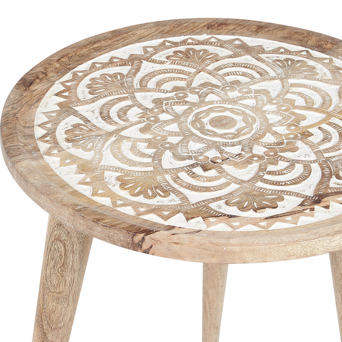 BEISTELLTISCH 2er-Set Mango Holz Braun/Weiß Sakita - Hellbraun, Holz (37/37/37cm) - Beliani