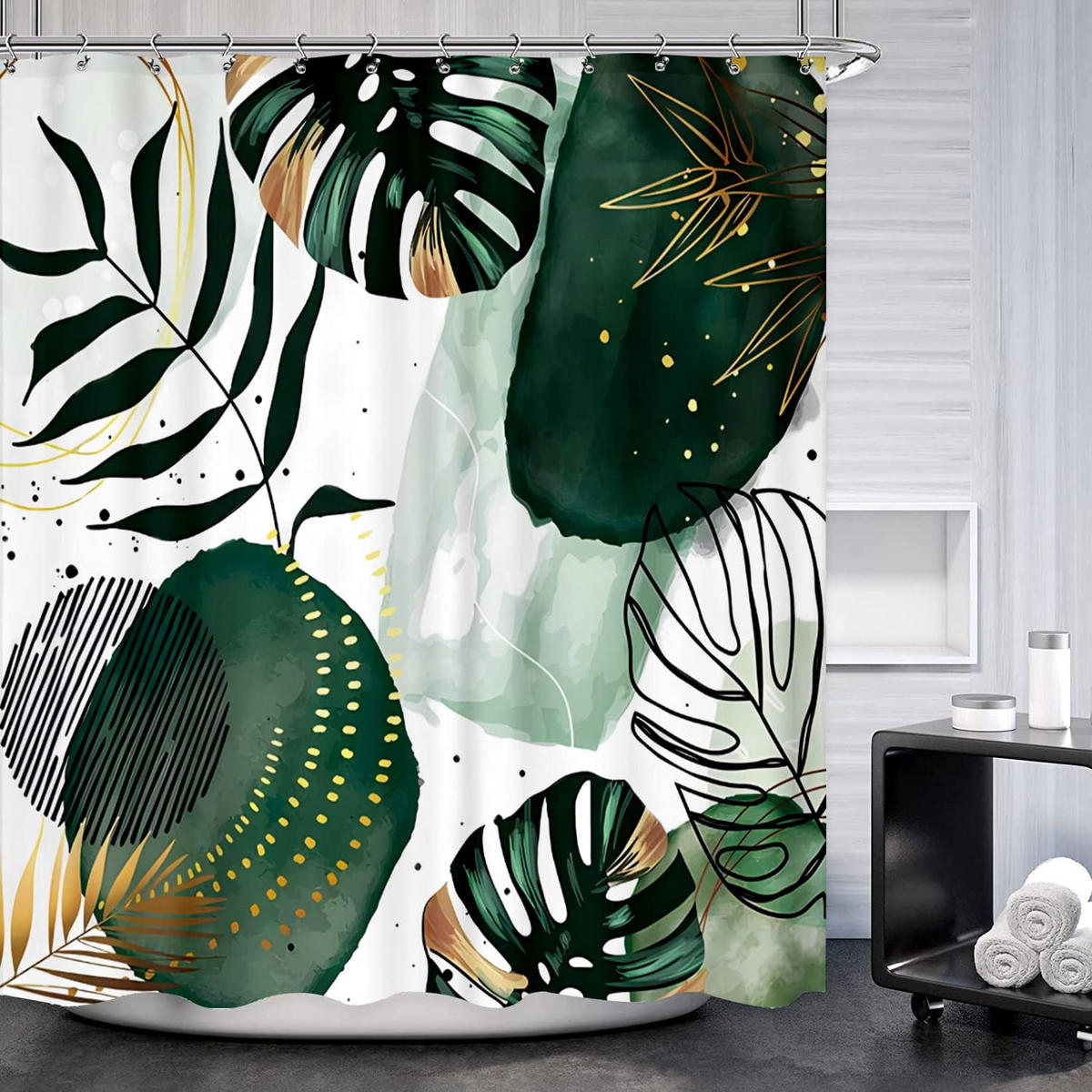 DUSCHVORHANG Wasserdicht 180 x 180 cm - Dunkelgrün, Textil (25/25cm) - Kaket