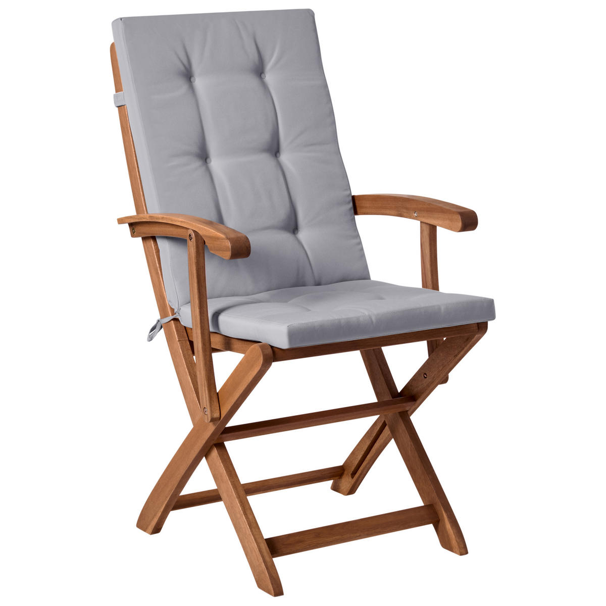 GARTENSTUHL 2er-Set Hellgrau Maui Premium - Hellgrau/Braun, Holz (46/92/48cm) - Beliani