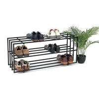 SCHUHREGAL Metall Schwarz 3 Ebenen - Schwarz, Metall (92.5/43/31cm) - DanDiBo