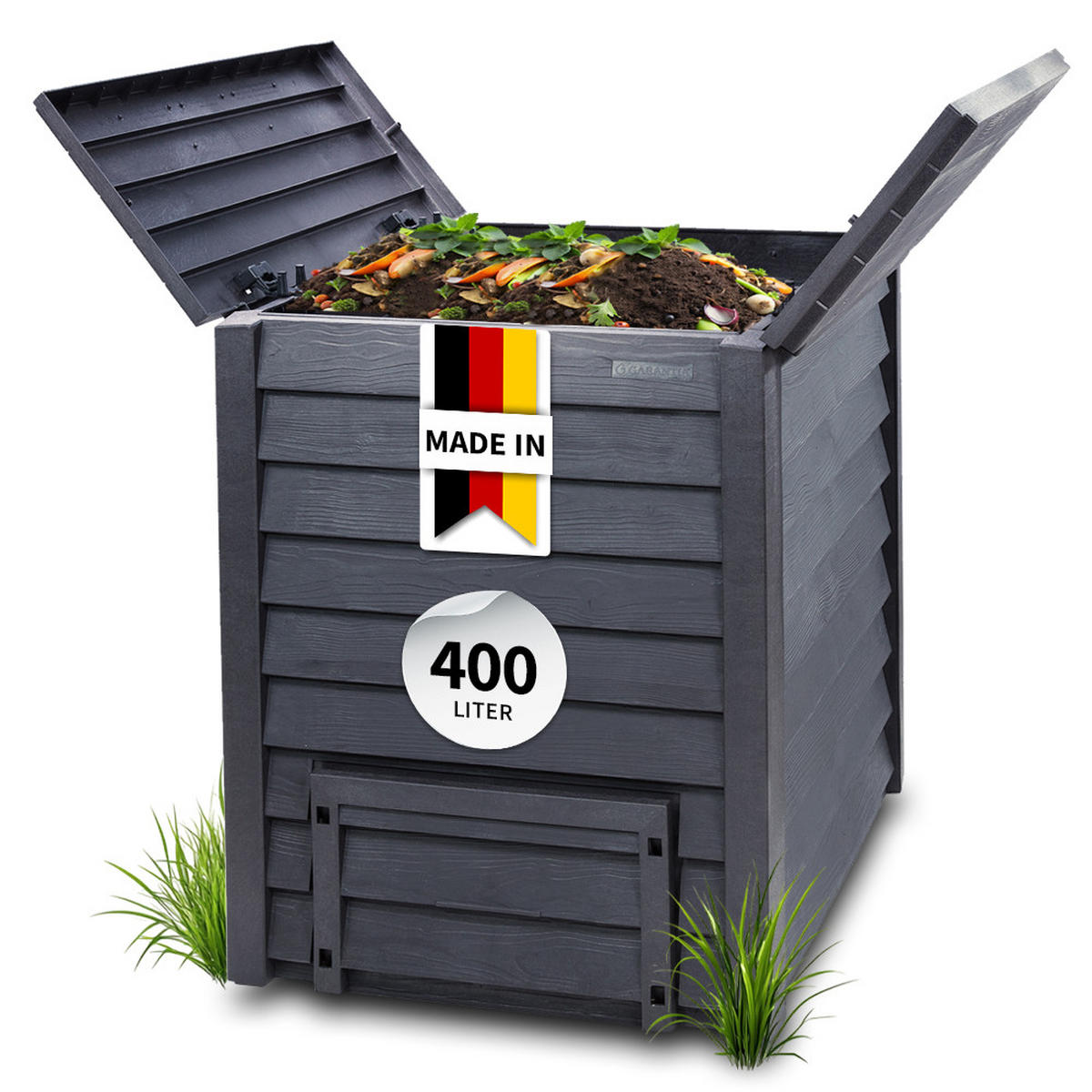 KOMPOSTER 400 L, anthrazit-braun - Braun, Kunststoff (72/90/72cm) - GARANTIA