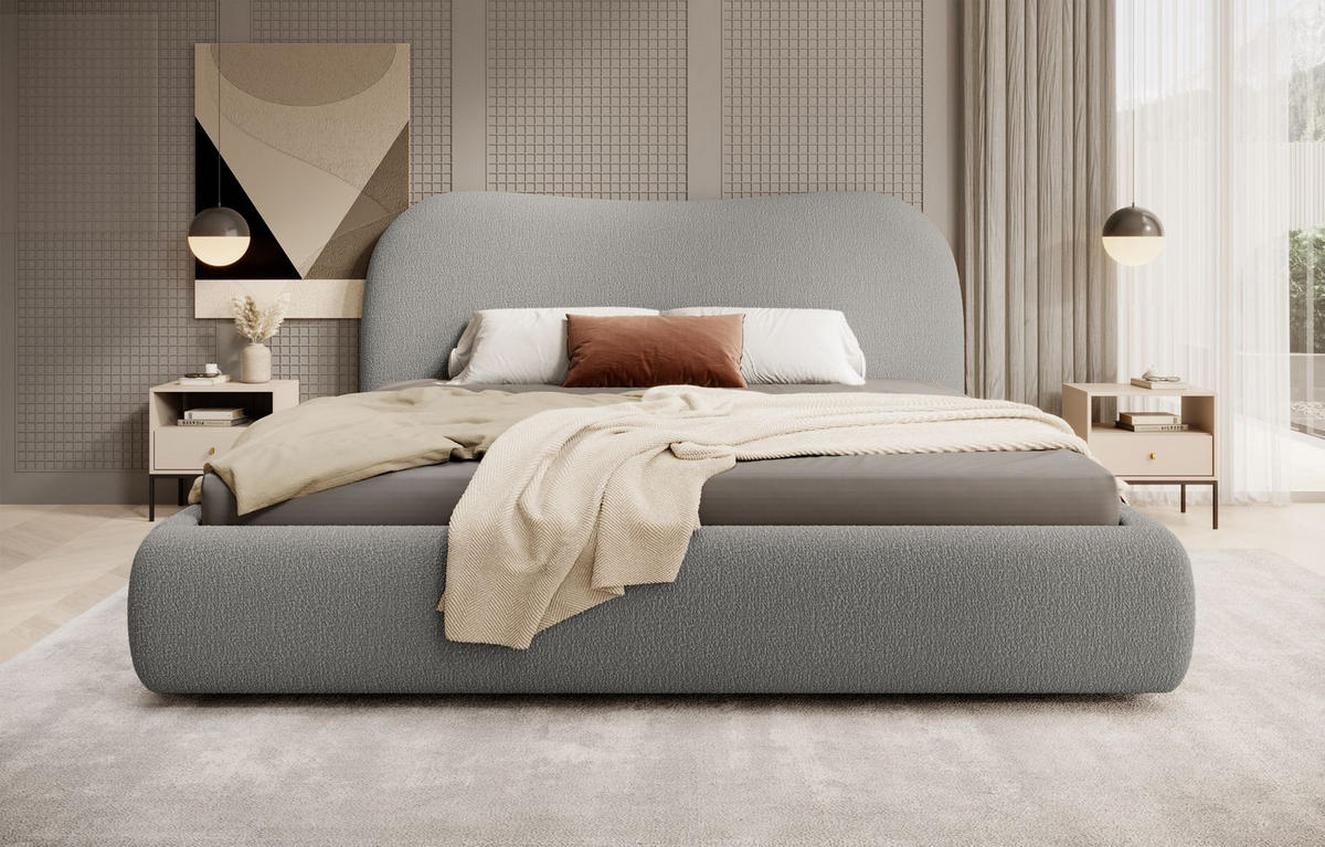 POLSTERBETT SIMSALO Dunkelgrau 180x200 cm - Dunkelgrau/Schwarz, Holz/Textil (180/200cm) - Selsey