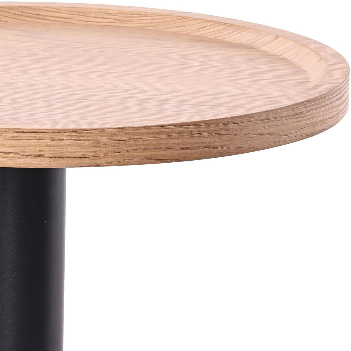 BEISTELLTISCH Kombi Set Holz Natura - Eukalyptusholzfarben/Schwarz, Holz/Metall (40/40/42cm) - CLP