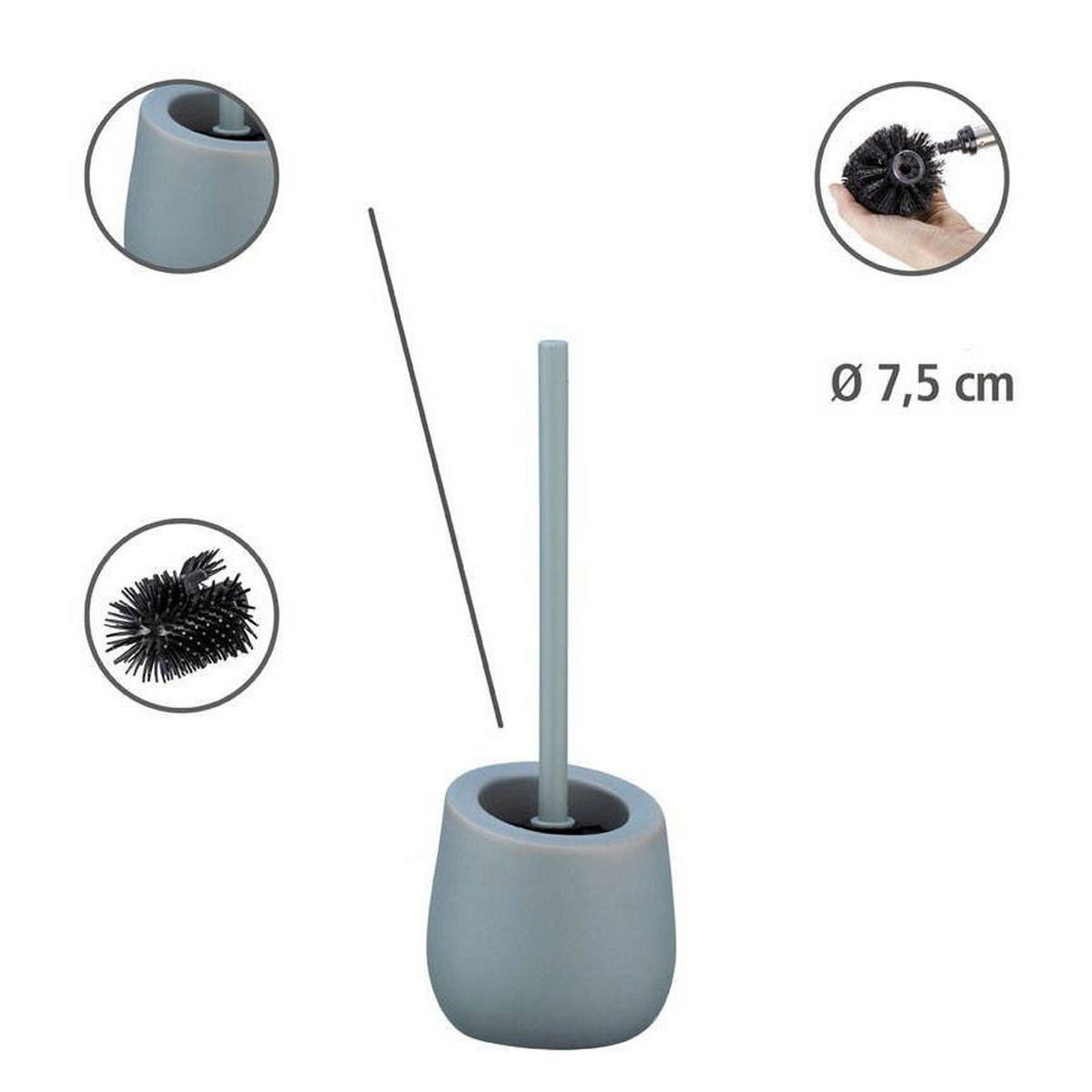 WC-BÜRSTE Badi 13,5/13,5/38 cm - Grau, Keramik (13.5/38/13.5cm) - Wenko