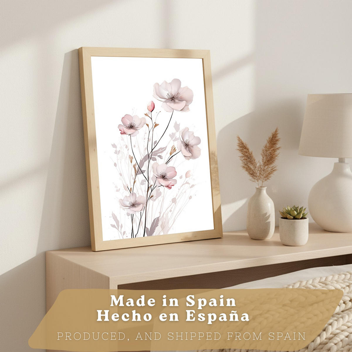 POSTER 3er-Set Wandbilder Orchidee Rosa modern Wohnzimmer Deko, Schlafzimmer, Küche, Badezimmer Rahmenlos A4 - Beige, Papier (29.7/1/21cm) - Nacnic