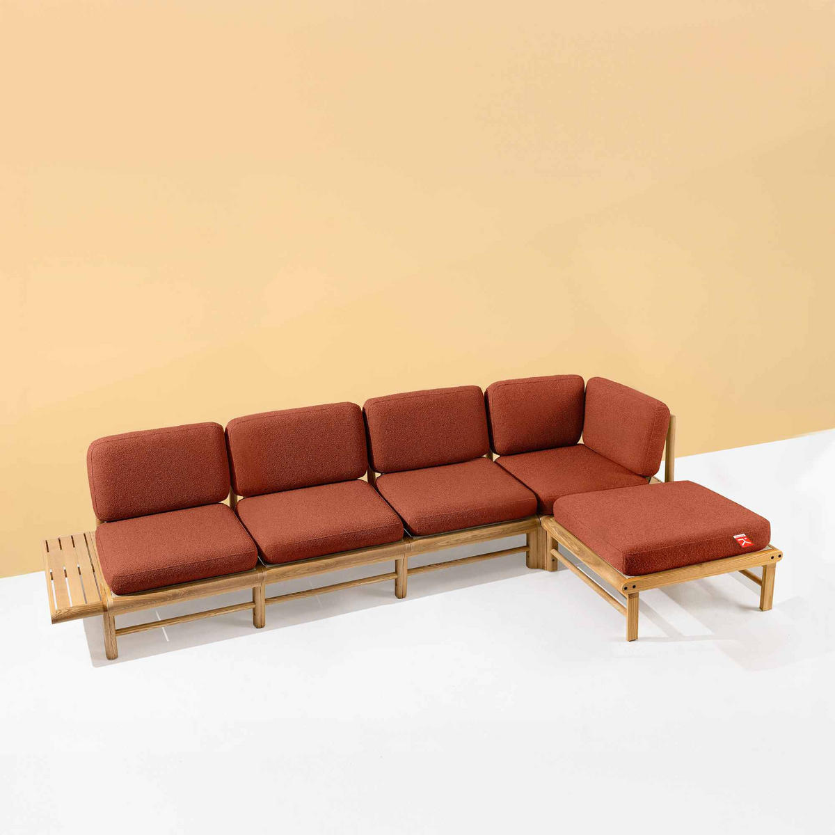LOUNGESOFA ATREDA rechts - Orange, Holz/Textil (315/80/150cm) - KONSIMO®