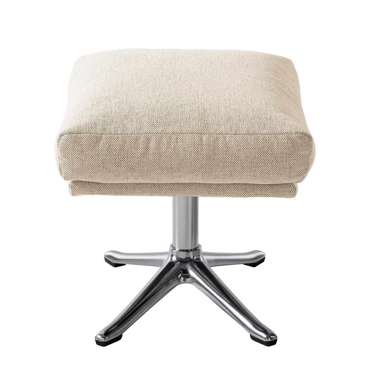 POLSTERHOCKER mit Kreuzfuß - Chromfarben/Beige, Textil/Metall (51/37/41cm) - home24