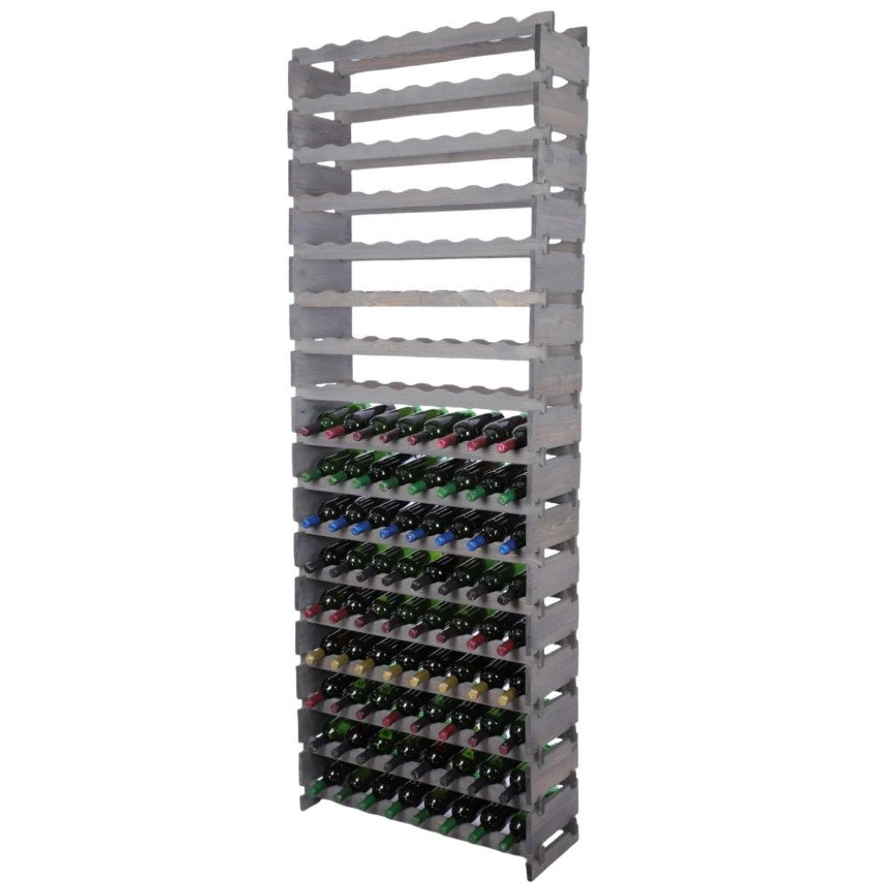 WEINREGAL VINOTECA FLEX PRO HxBxT 233x84x28cm 136 Flaschen auf 17 Ebenen Grau - Grau, Holz (84/233/28cm) - PROREGAL