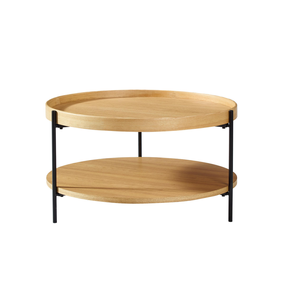 RUNDER COUCHTISCH Walnuss - Naturfarben, Metall (69/69/38cm)