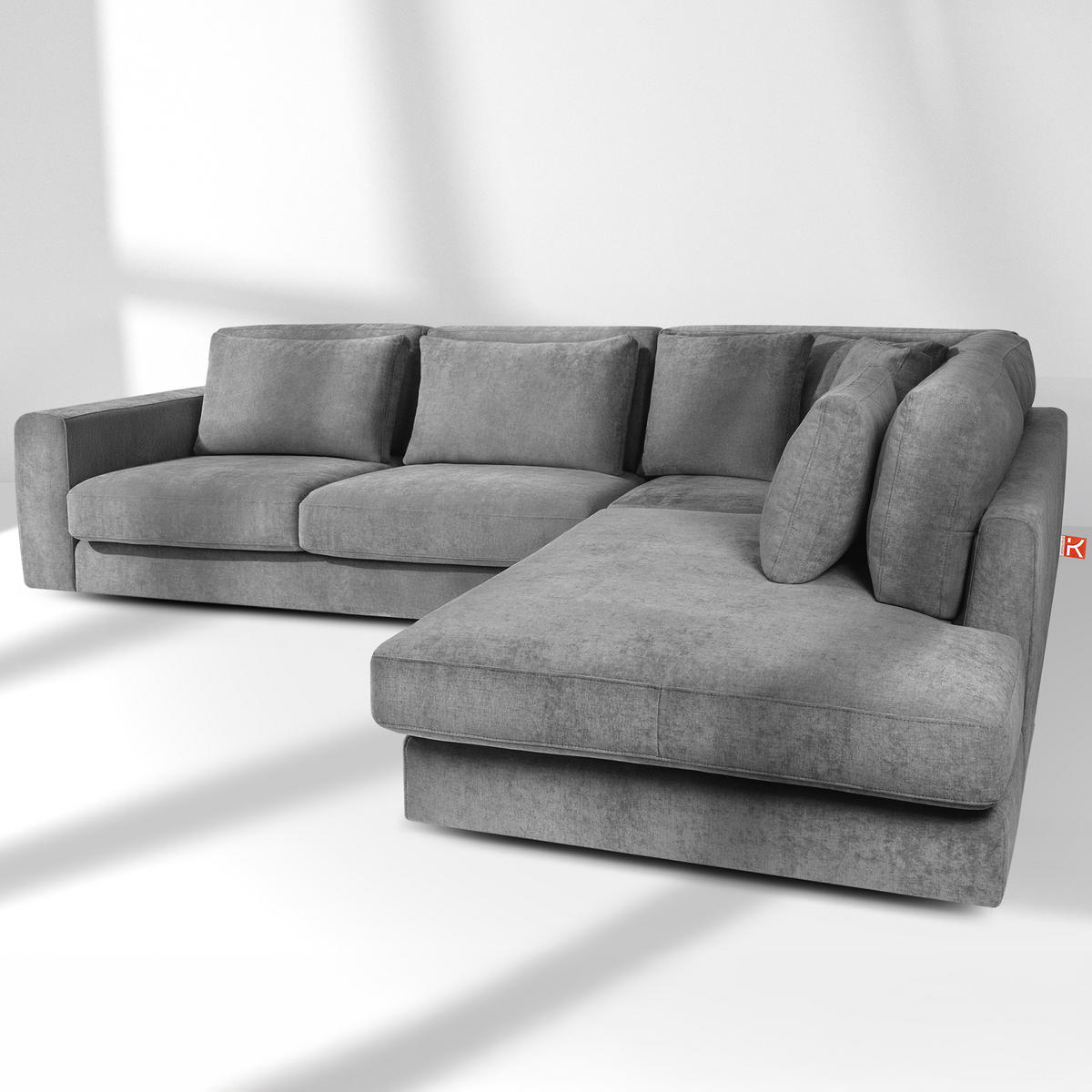 ECKSOFA rechts VERUS - Dunkelgrau, Holz/Holzwerkstoff (297/248cm) - KONSIMO®