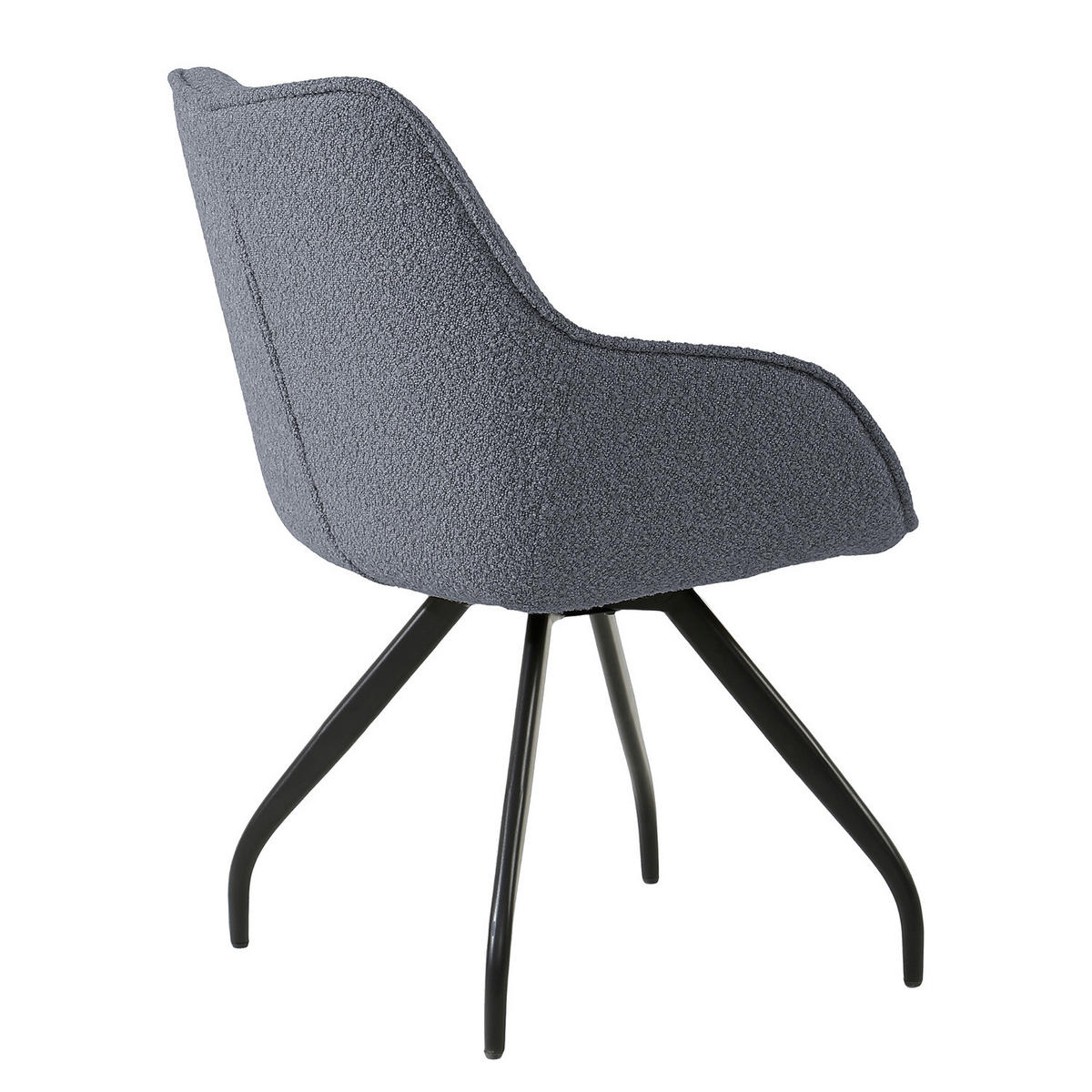 DREHBARER ARMLEHNENSTUHL - 2er-Set - Schwarz/Grau, Textil/Metall (58/90/64cm) - home24