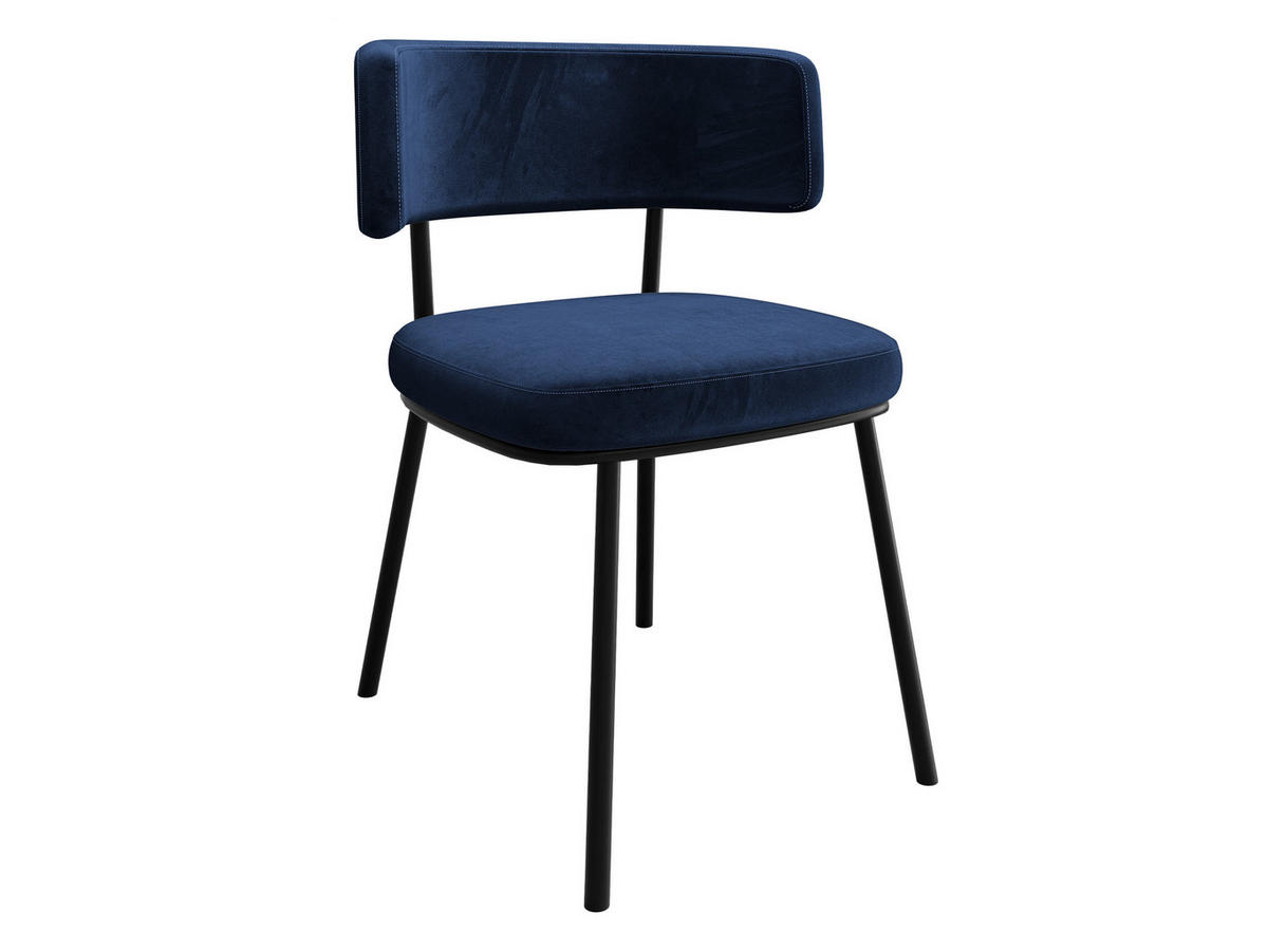 POLSTERSTUHL Iga - Blau/Schwarz, Textil/Metall (58/75/57cm) - MIRJAN24