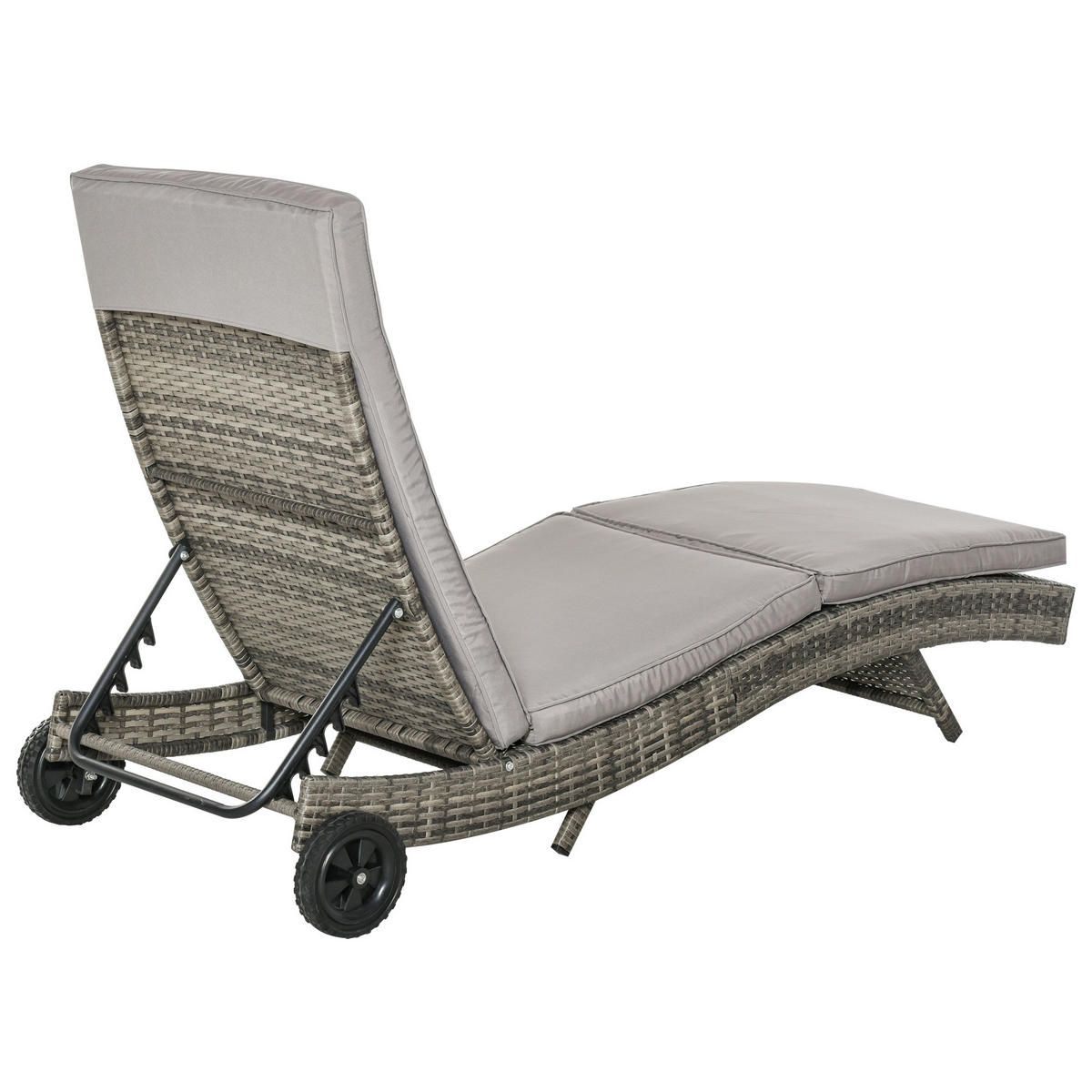 SONNENLIEGE DE-13565 5-fach verstellbar mit Rollen, abnehmbare Matratze Grau - Grau, Kunststoff/Metall (70/70/207cm) - ComfortXL