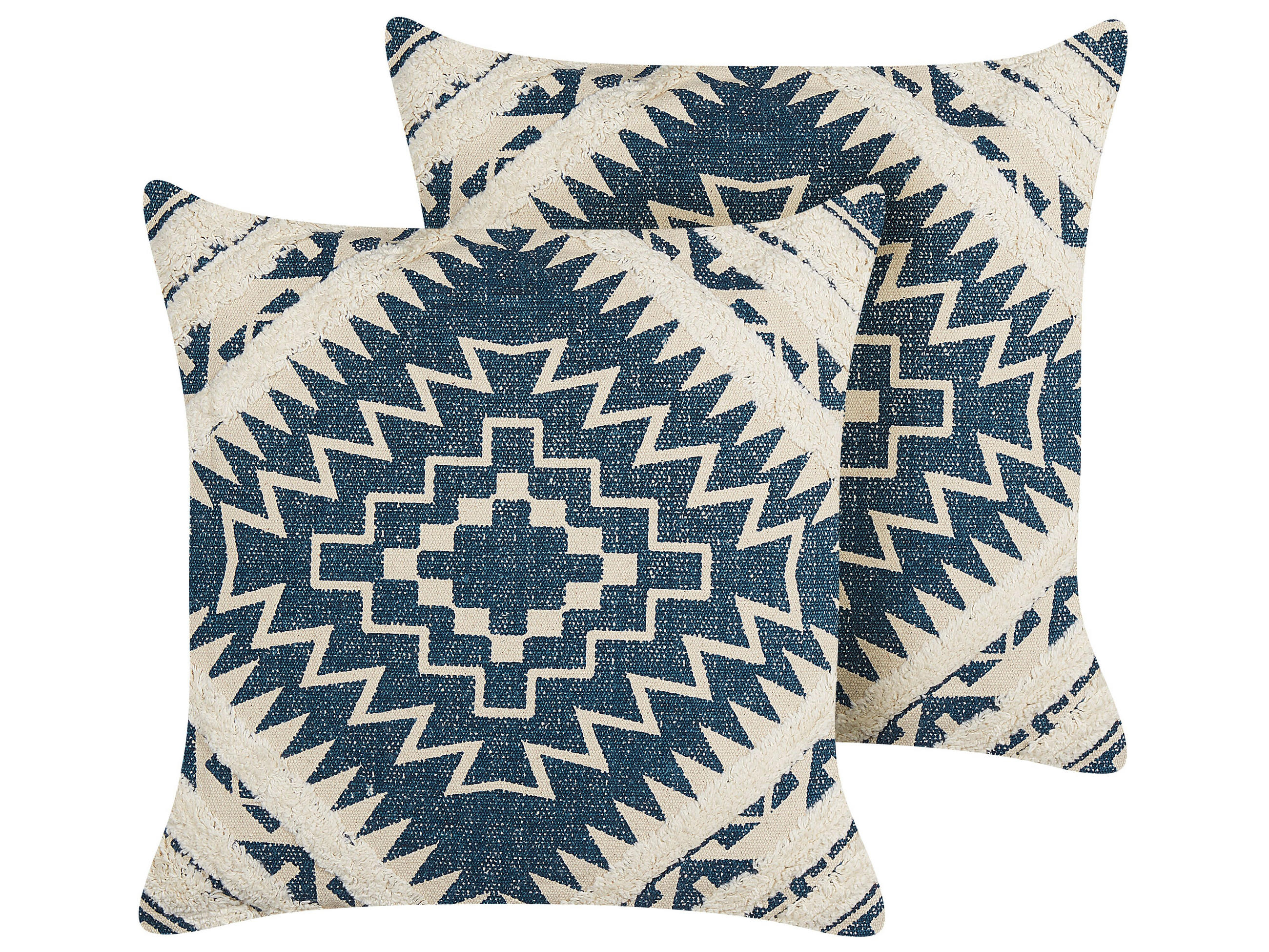 DEKOKISSEN 2er-Set Blau 50/50 cm Safi - Blau, Naturmaterialien/Textil (50/50cm) - Beliani