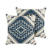 DEKOKISSEN 2er-Set Blau 50/50 cm Safi - Blau, Naturmaterialien/Textil (50/50cm) - Beliani