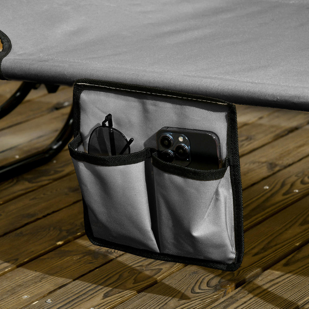 SONNENLIEGE-SET 2 TLG. aus Metall & Oxford-Stoff Dunkelgrau - Dunkelgrau/Schwarz, Textil/Metall - Outsunny